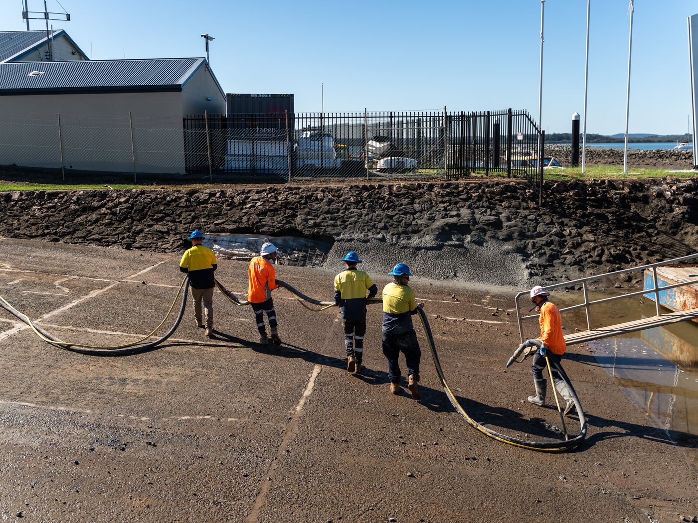 Pumpd plant and hose set up on a civil site